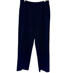 St. John Basics Vtg. Knit Navy Blue Pleated Trouser Pants Size 14